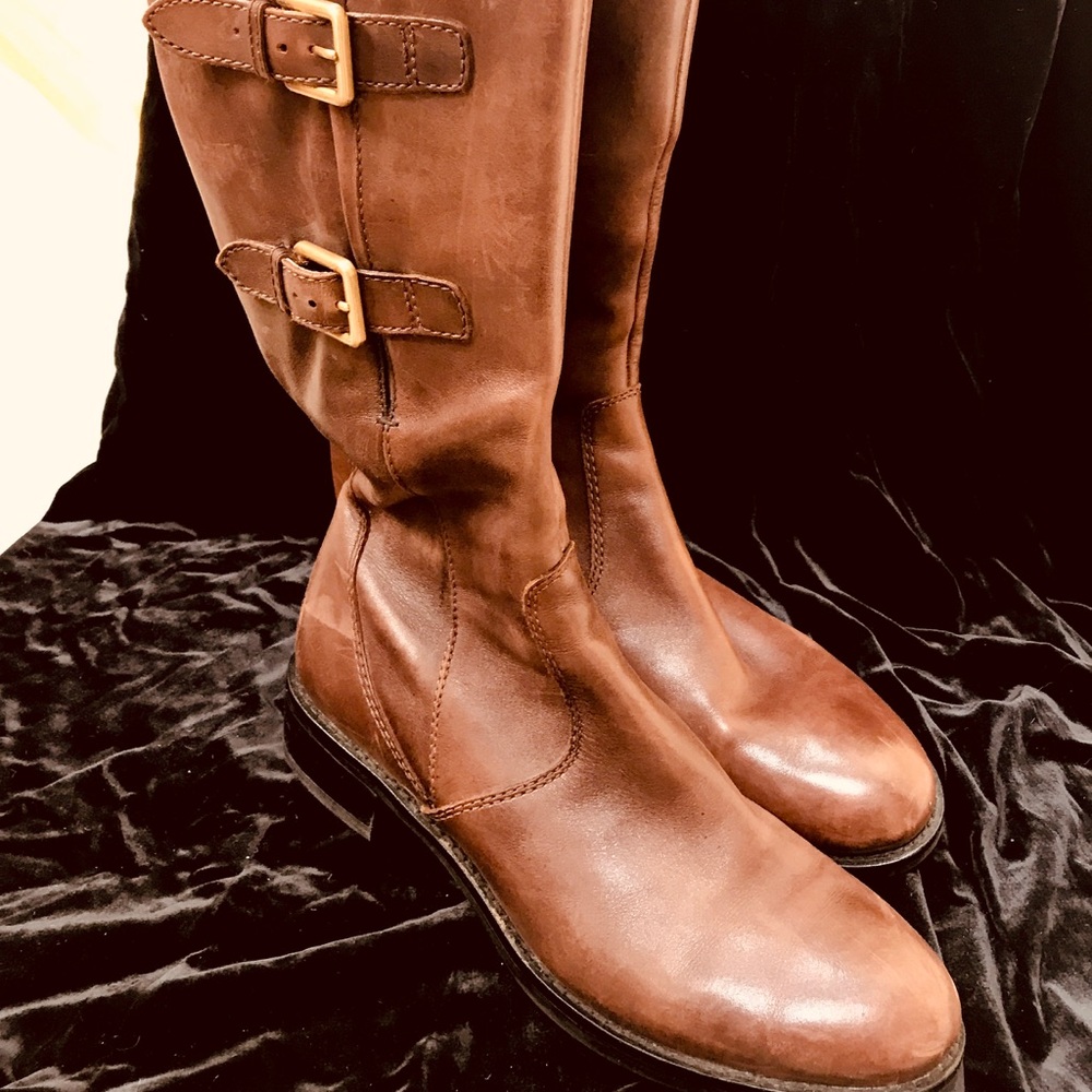 Tall brown leather ECCO riding boots